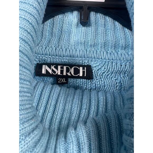Inserch Knit Turtleneck Sweater Mens Size 2XL Blue Ski Blue Pullover Super Soft - Picture 4 of 8